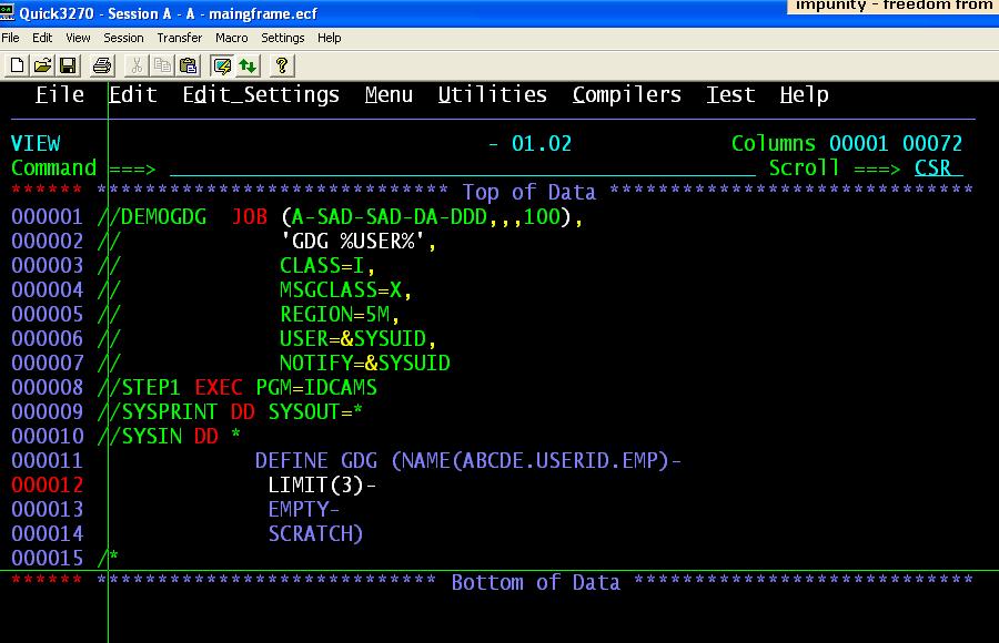gdg in mainframe