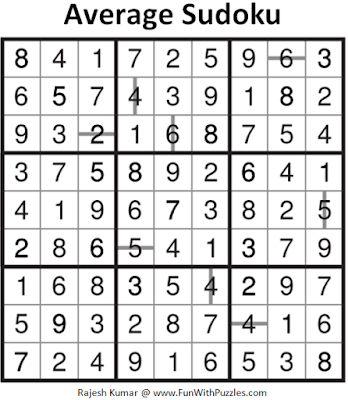 Average Sudoku Puzzle (Fun With Sudoku #276) Solution