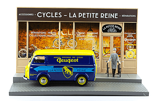 les plus beaux véhicules utilitaires, peugeot d3a 1:43 marchand de vélo