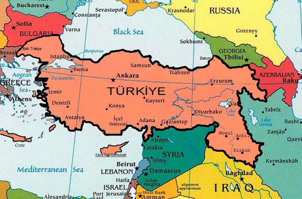 Türkiye Fiziki Coğrafya: Türkiye Coğrafi Konum Haritası