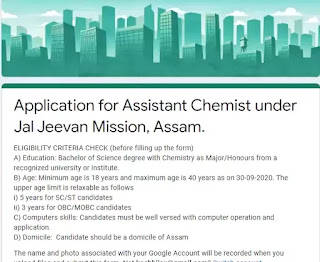 Jal Jeevan Mission, Assam recruitment 2020 of 30 Post vacancy for Laboratory Asst. & Asst. Chemist