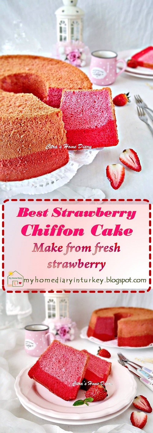STRAWBERRY CHIFFON CAKE, best recipe from fresh strawberry