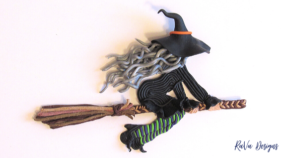 sculpey oven bake clay craft ideas for halloween flying witch hat october