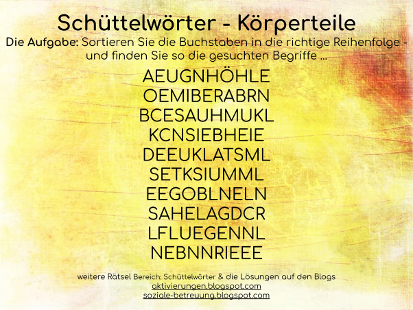 Suchrätsel Körperteile