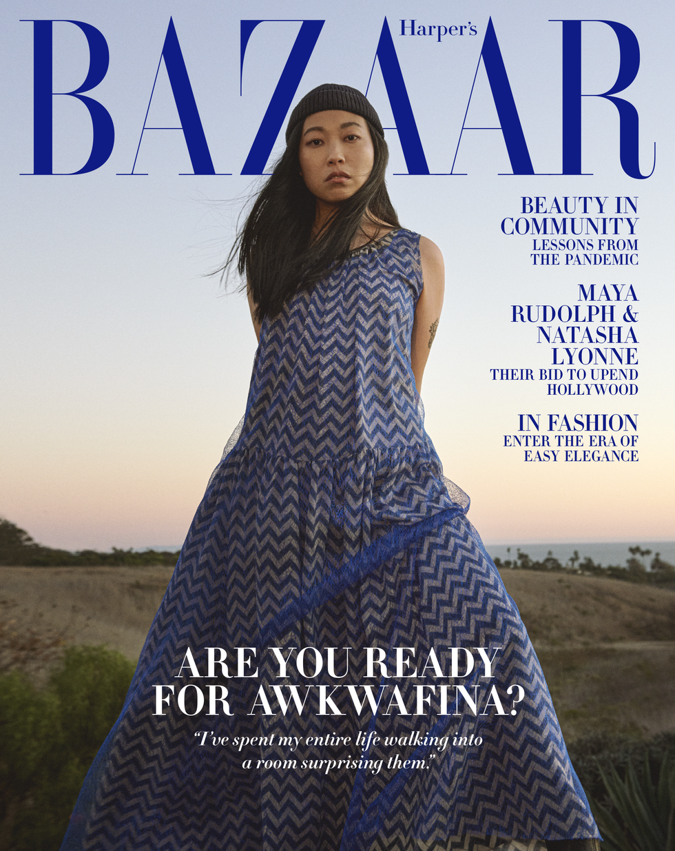 Awkwafina in Harper's Bazaar US February 2021 by Ryan McGinley