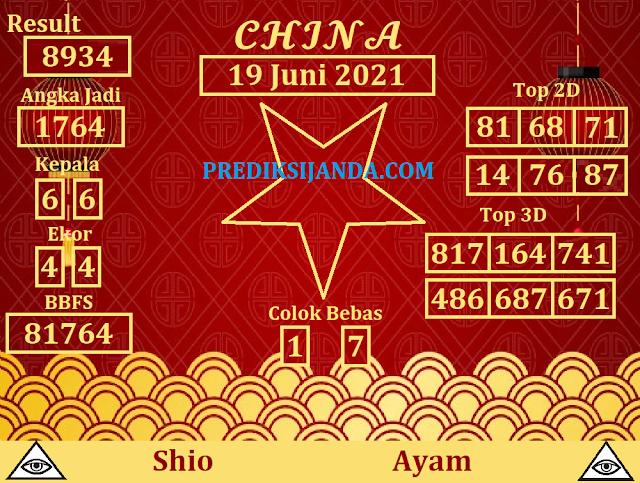 Kode Syair China 19 Juni 2021 Hari Sabtu - Prediksi Janda Togel