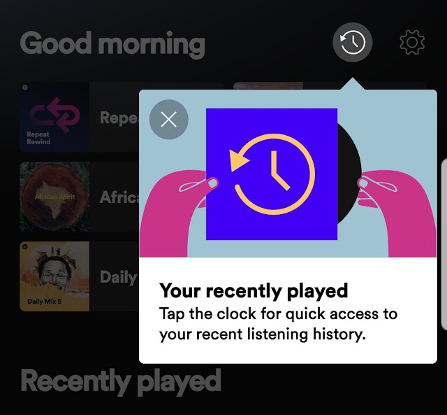 New Spotify listening history on Android