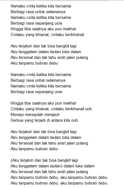 Lagu aku terjatuh dan tak bisa bangkit lagi