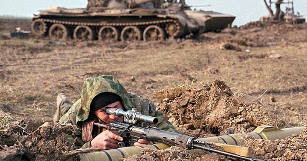 Вс РФ В Чеченской войне снайпер.