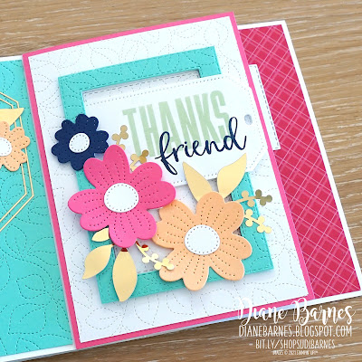 Handmade 3d fancy fold pinwheel tower card. Made by Stampin' Up! supplies: Biggest Wish - Pierced Blooms dies, Tailored Tags dies, Rectangle Stitched Dies,  Stitched Greenery die. Card by Di Barnes - Independent Demonstrator in Sydney Australia - colourmehappy - sydneystamper.