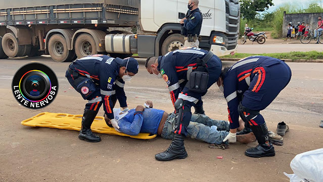 Motociclista fica ferido ao ser arrastado por carreta na Avenida Imigrantes