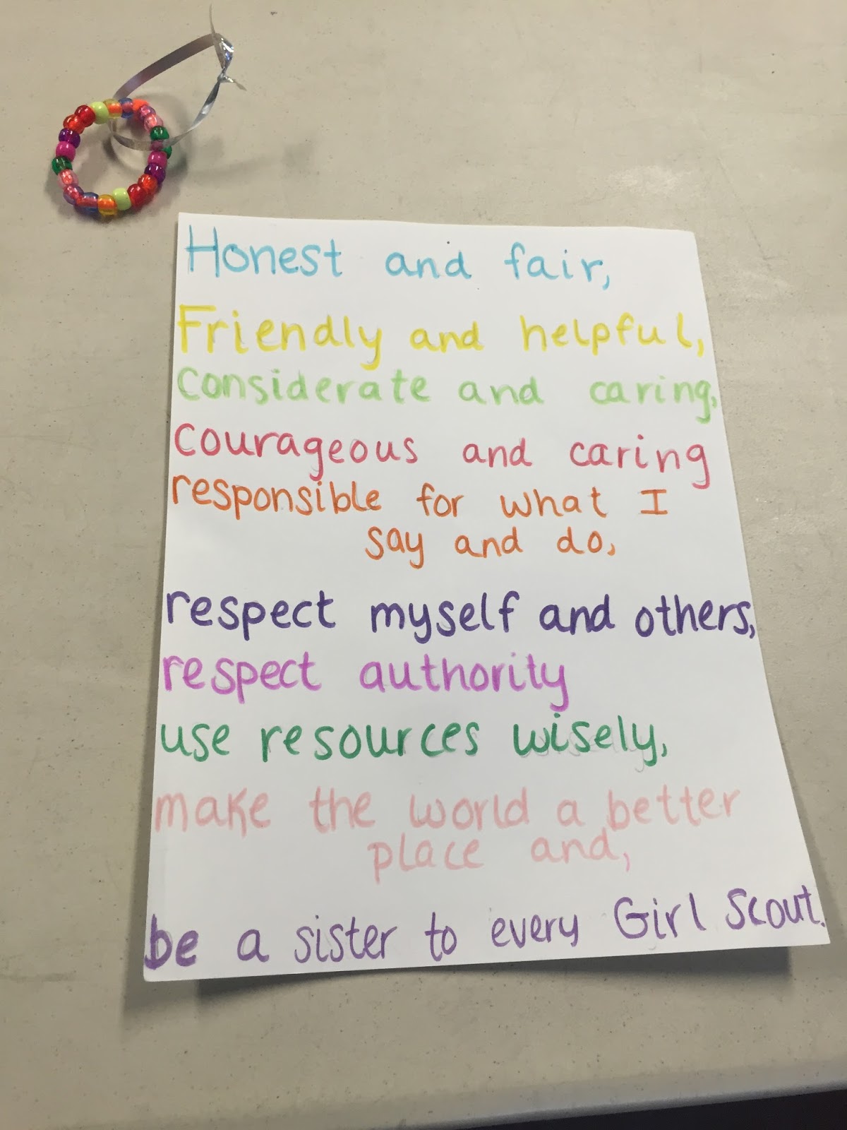 Mattapoisett Daisy Girl Scout Troop Second Meeting Promises