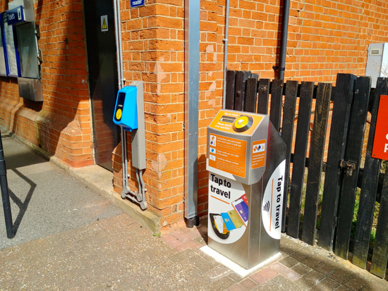 Contactless pay-as-you-go readers have been placed either side of the path to the platforms Image by North Mymms News released under Creative Commons BY-NC-SA 4.0