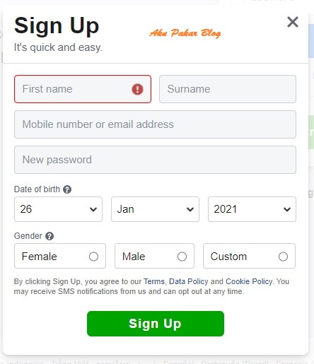 Cara Daftar Membuat Akaun Facebook