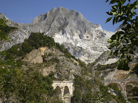 The mountains above Carrara are famous for the blue-grey marble used for many buildings in Italy and worldwide