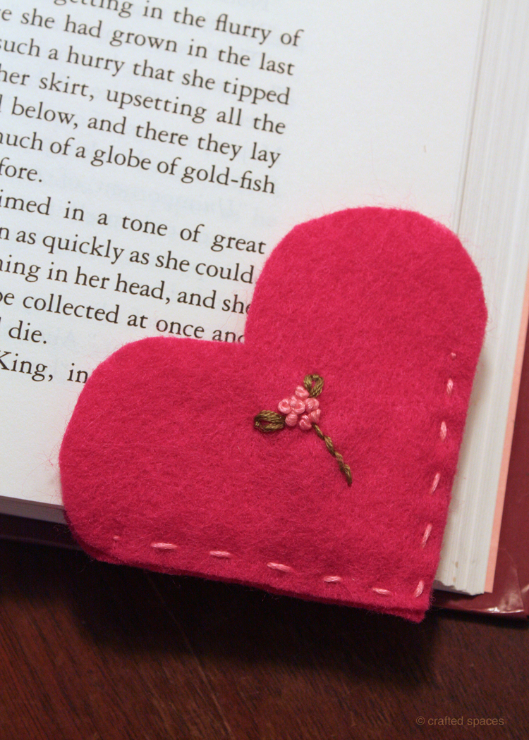 Crafted Spaces Valentine Felt Heart Bookmark
