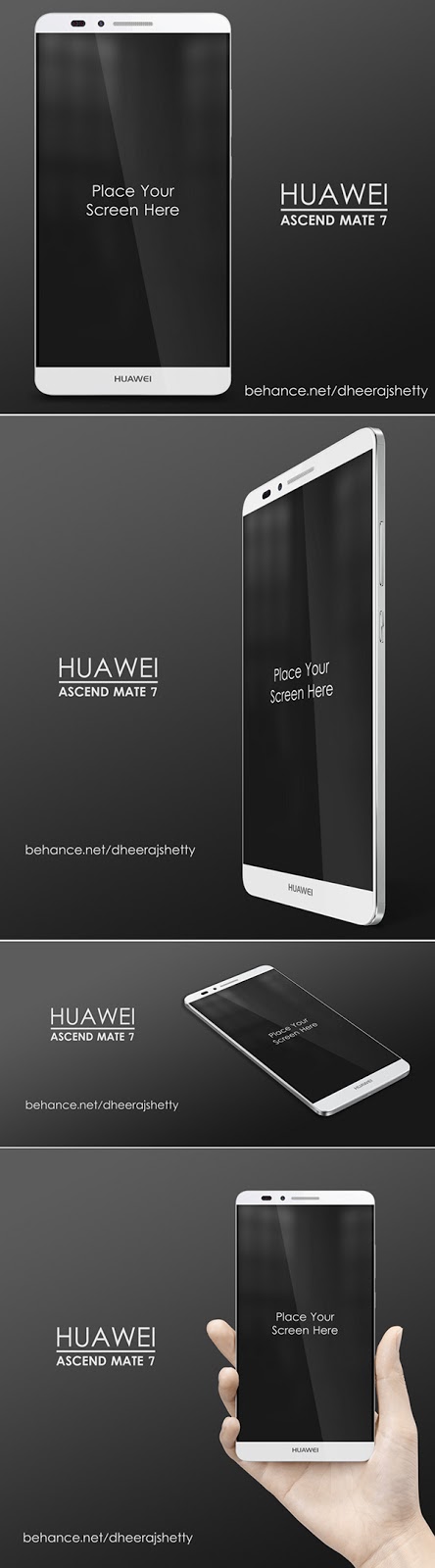 Smartphone & Tablet Mockup PSD Terbaru Gratis - Huawei Ascend Mate 7 PSD Mockup