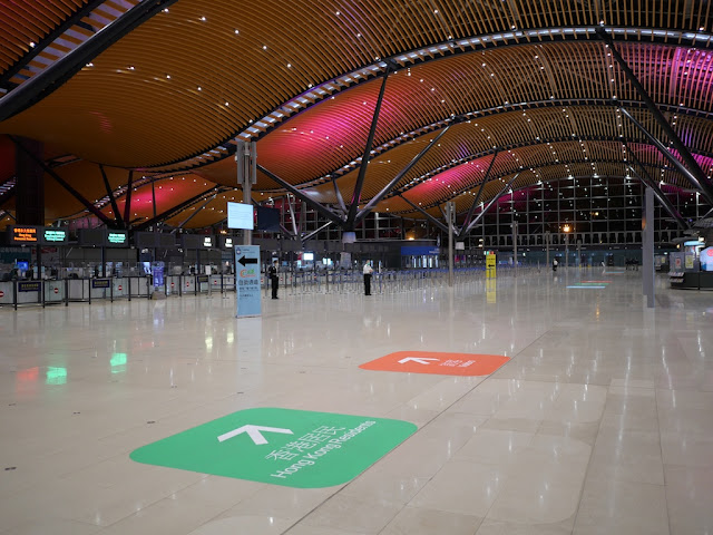 Hong Kong Port departure hall with hardly any travelers