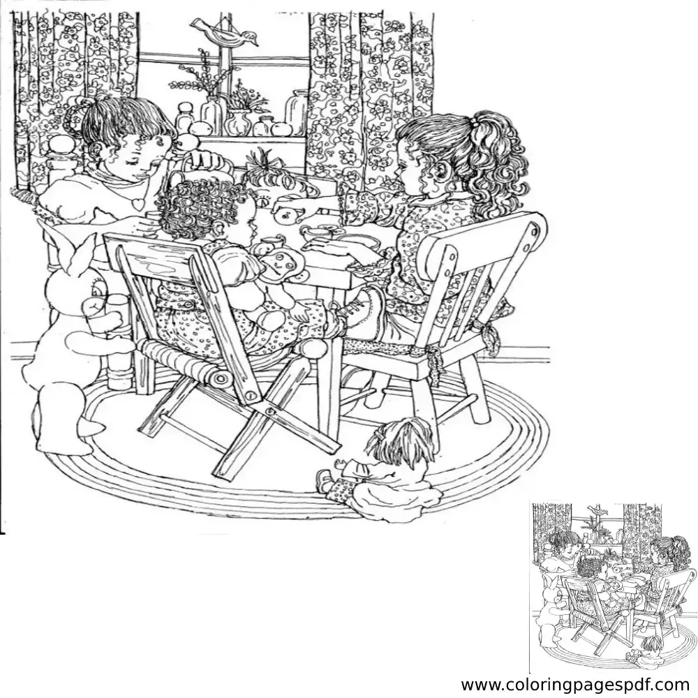 Coloring Page Of Kids Playing
