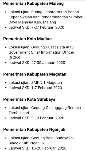 Jadwal dan lokasi Test SKD CPNS 2019 setiap Kabupaten di Jawa Timur