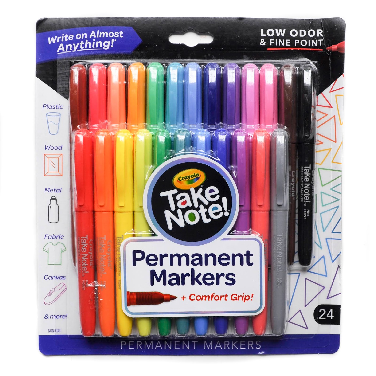  Crayola Take Note Fine Point Permanent Markers for Adults and  Kids, Assorted Colors, 24 Count : Everything Else
