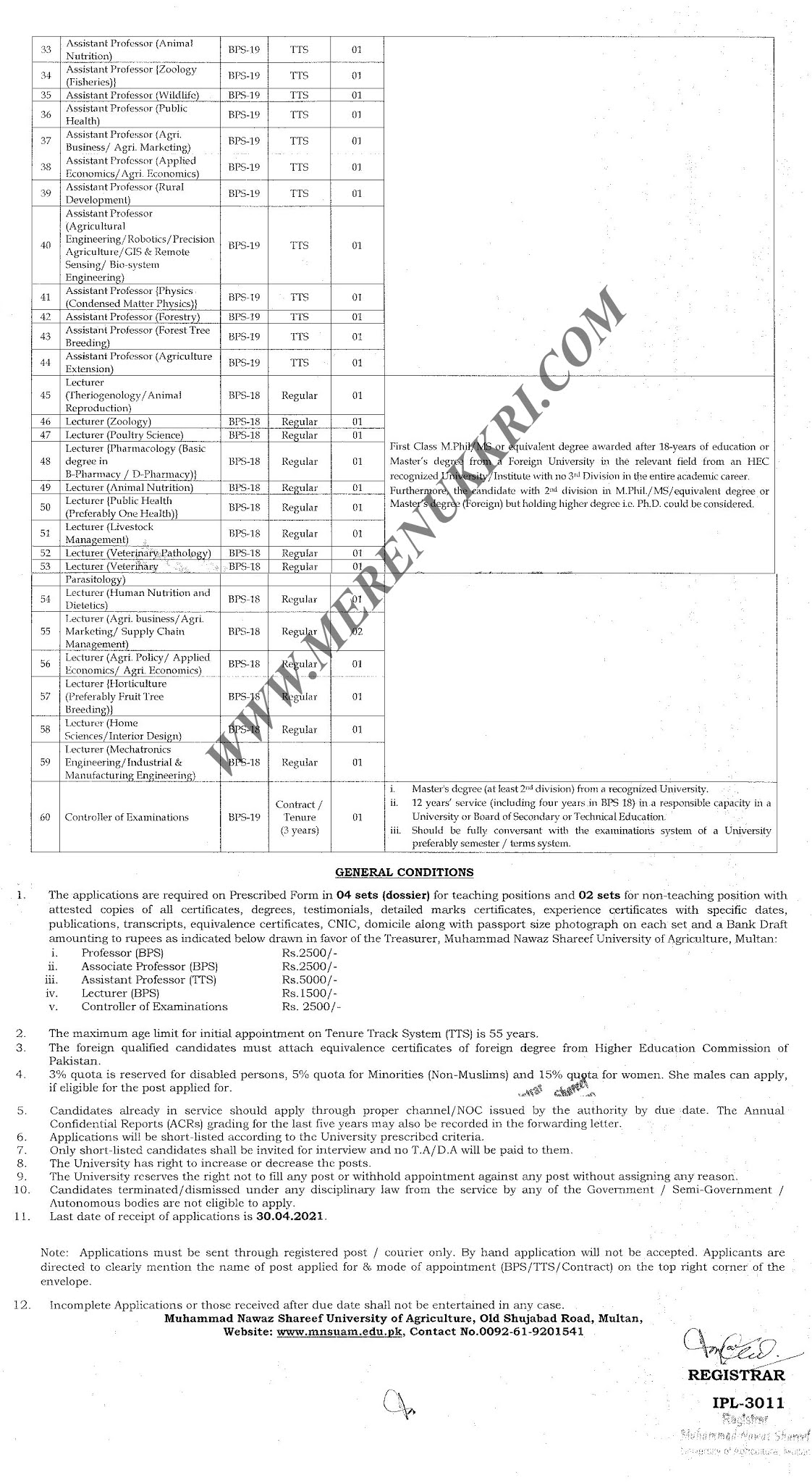 Latest Jobs in MNSUAM | Muhammad Nawaz Shareef University of Agriculture, Multan | Download Application Form