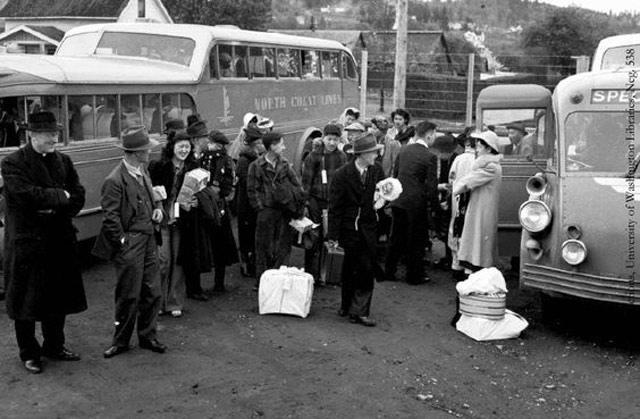 Japanese-American internees departing Seattle on 27 April 1942 worldwartwo.filminspector.com