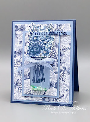 Learn how I created this Blue Willow Inspired Birthday Card using the Jar of Flowers Bundle from Stampin' Up!.  Click here