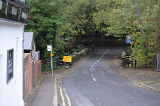 Looking down Springbank Road where it crosses the Ouseburn with The Blue Bell pub on the left