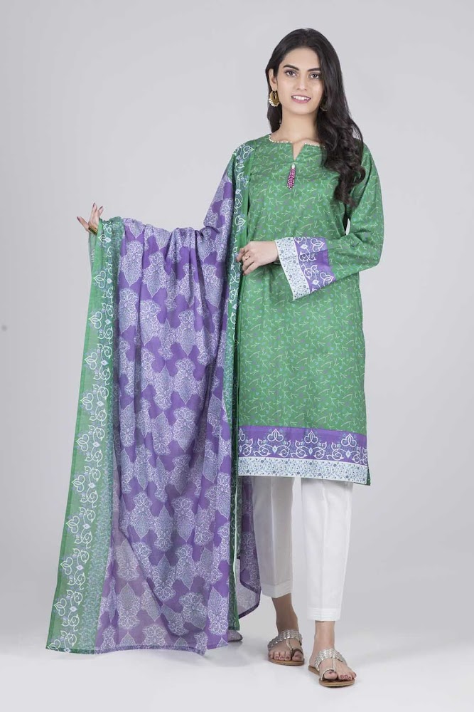 Bonanza Satrani Green lawn suit