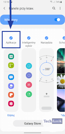 Panel boczny z aplikacjami