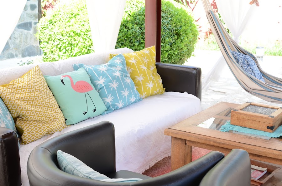 decoración jardín textiles