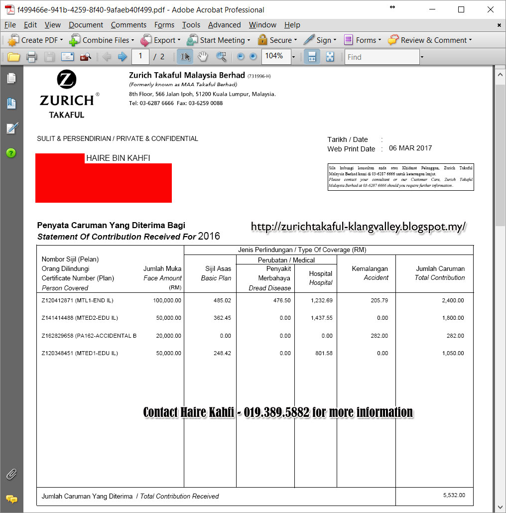 zurichtakafulklangvalley TAX STATEMENT LHDN ZURICH TAKAFUL