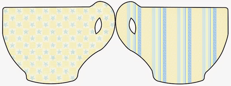 Rayas y Estrellas: Invitaciones para Imprimir Gratis. Tarjeta con forma de taza de Rayas y Estrellas.