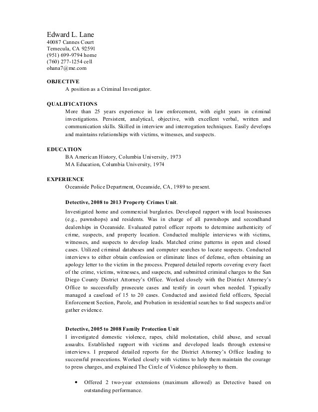District Attorney Investigator Cover Letter Resume Letter