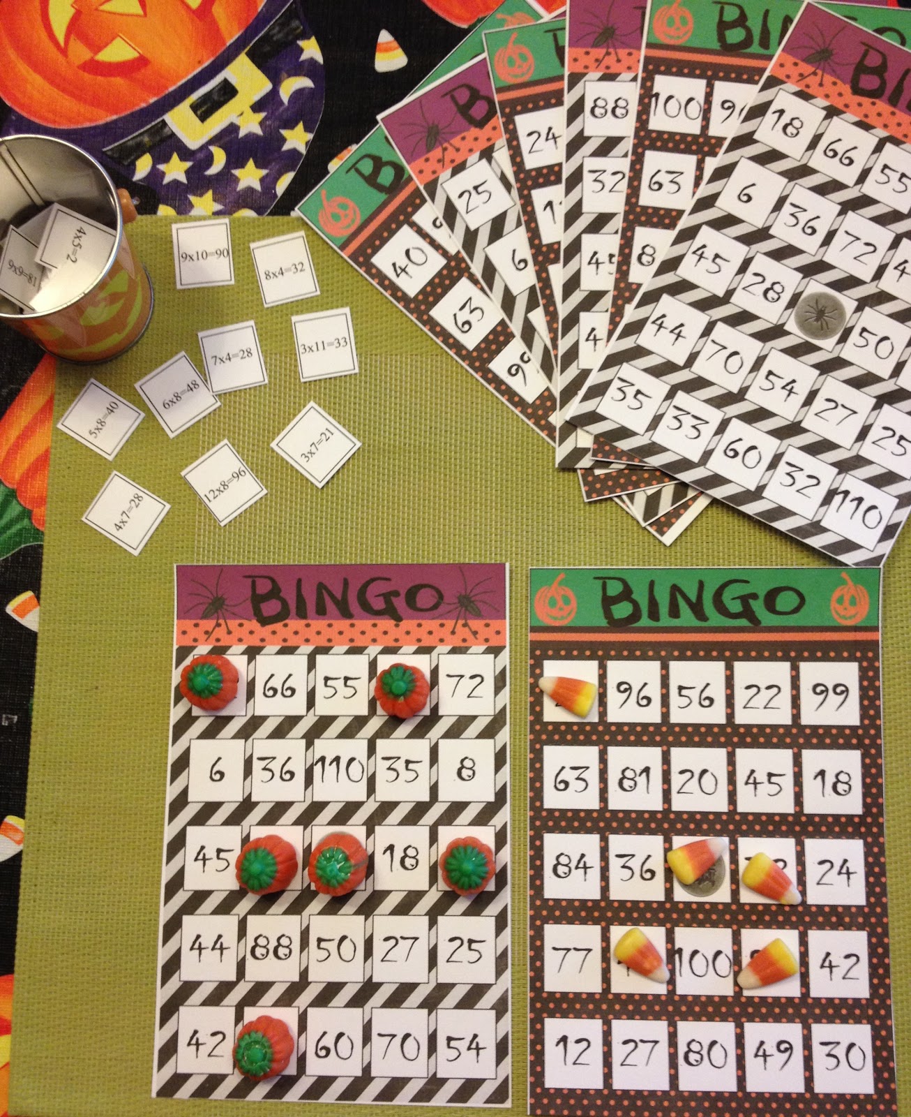 Gael's Crafty Treasures Halloween Multiplication Bingo
