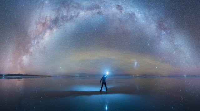 Reflection of the Milky Way in a frozen lake in Bolivia