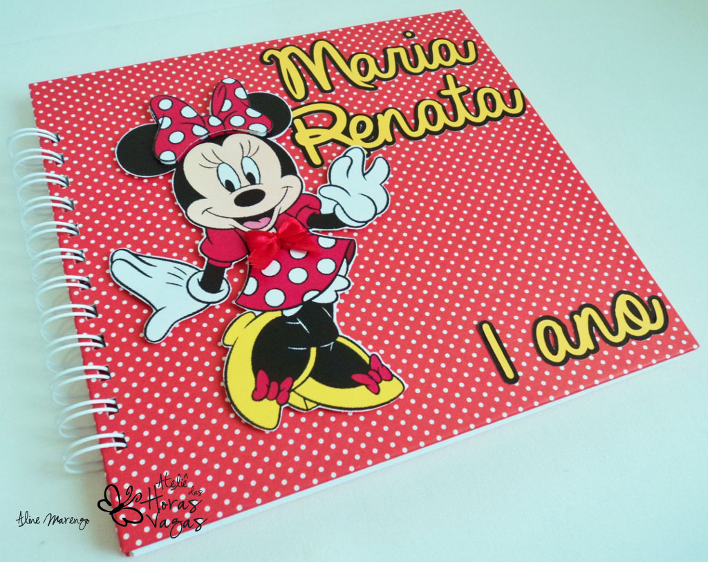 kit livro de mensagens caixa decorada personalizada minnie mouse poá vermelho branco amarelo aniversário festa scrapbooking disney