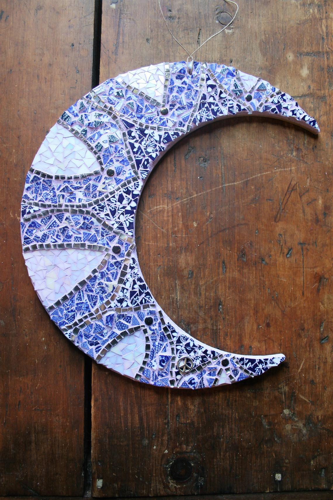 Art By Earth Mother Mosaics Mosaic Monday Crescent Moon Mosaic
