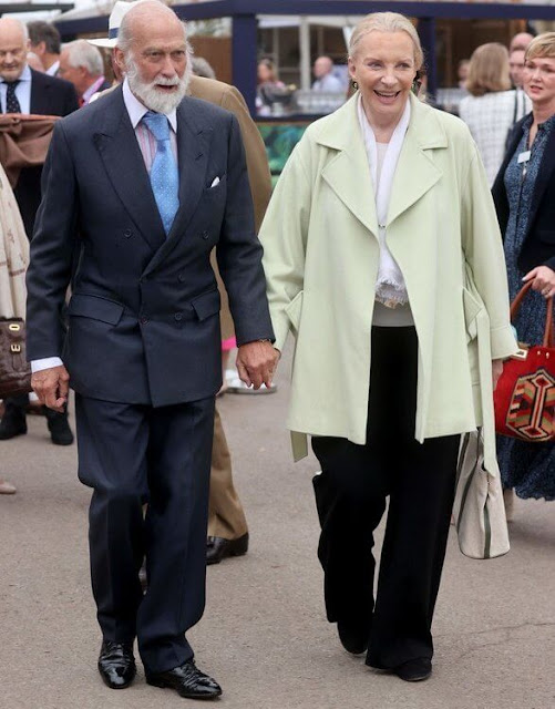 The Countess of Wessex wore a new blouson sleeve knit midi dress from Victoria Beckham. Princess Anne and Princess Alexandra