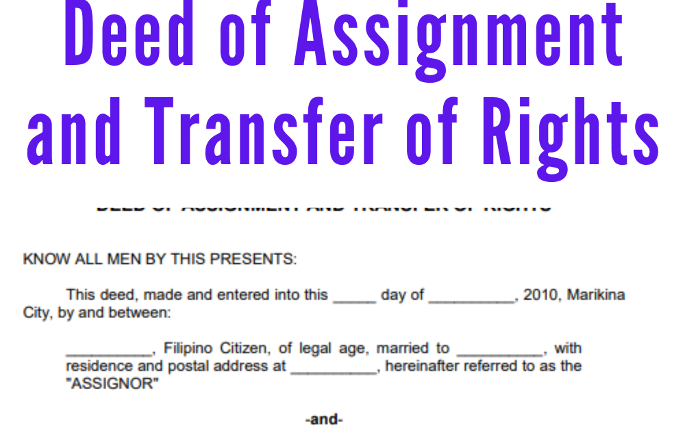 deed of assignment malaysia - Ian Lee
