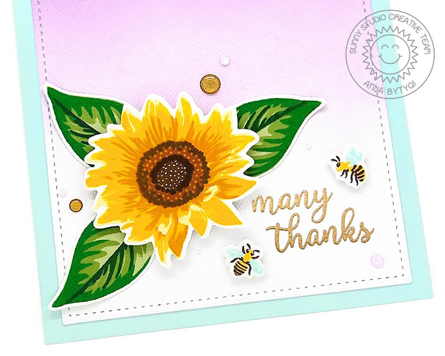 Sunny Studio Stamps: Sunflower Fields Frilly Frames Dies Thank You Card by Anja Bytyqi Sunny Studio Stamps: Sunflower Fields Frilly Frames Dies Thank You Card by Anja Bytyqi