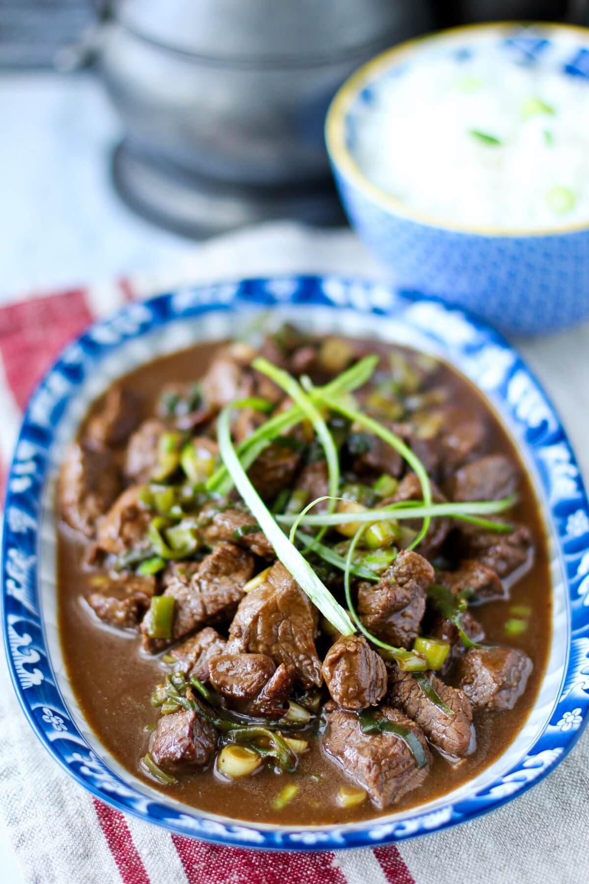 StirFried Mongolian Lamb with Scallions Karen's Kitchen Stories