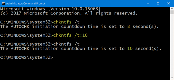 Réduire le temps de compte à rebours de ChkDsk dans Windows 10