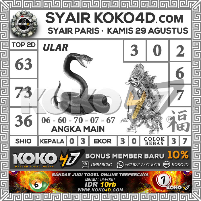 Prediksi Syair Paris Hari Kamis Tanggal 29 Agustus 2019 Situs Cara