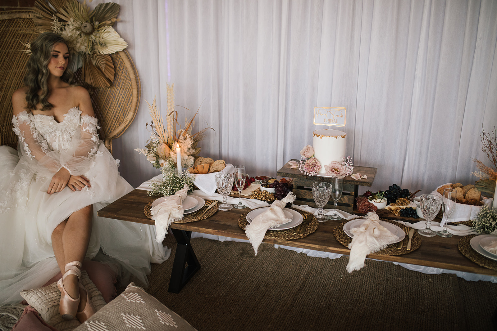 on the aisle blog | ballerina bridal shoot jennifer burch photography central coast weddings nsw bridal gowns floral design pinic setup cake