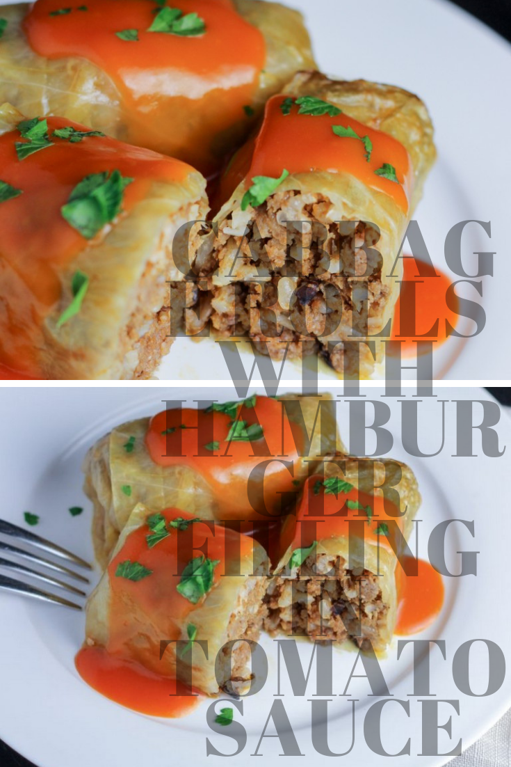 CABBAGE ROLLS WITH HAMBURGER FILLING IN TOMATO SAUCE