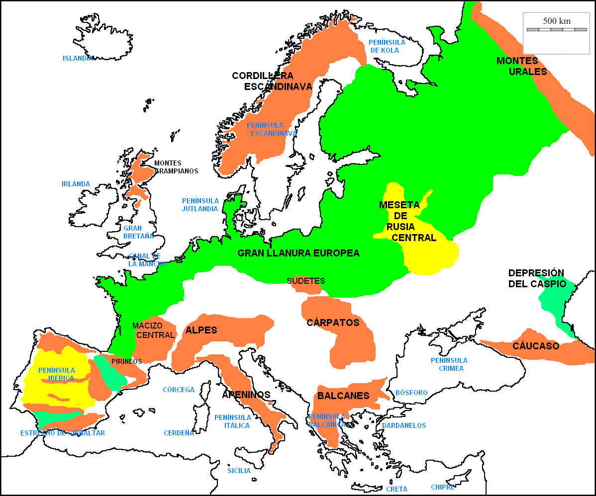Mapa De Las Regiones Naturales De Europa