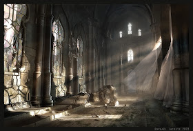 06-Dawn-on-the-Ancient-Hall-Raphael-Lacoste-Matte-Paintings-and-Concept-Worlds