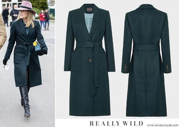 Autumn Phillips wore Really Wild shawl collar coat vine green